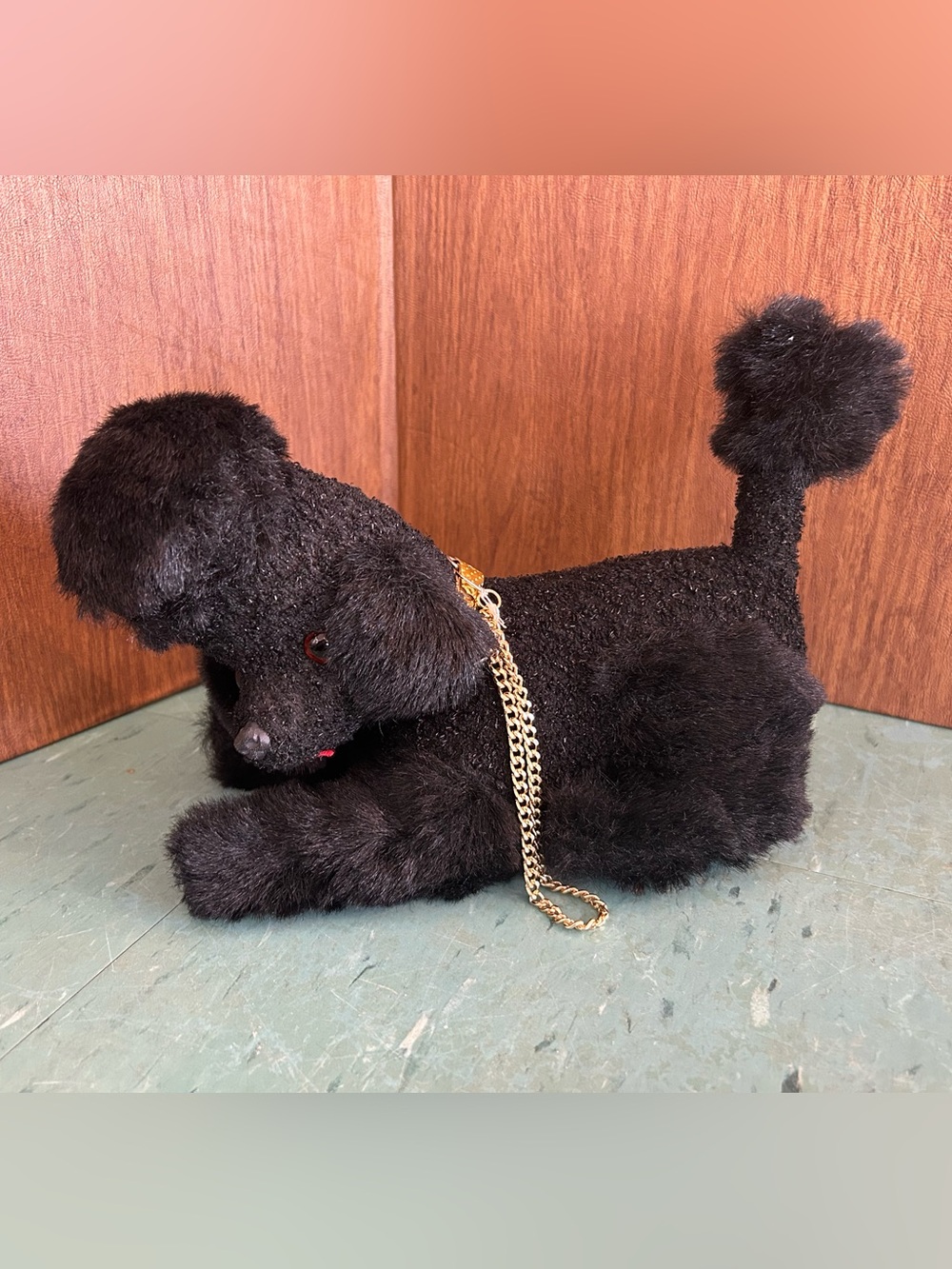 Vintage 1950s black poodle radio plush